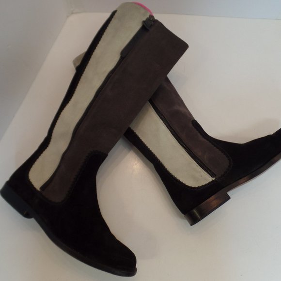 Hogan Multi Colored Block Suede Leather Knee High Zip Up  Riding Boots Sz 9 - Picture 1 of 16
